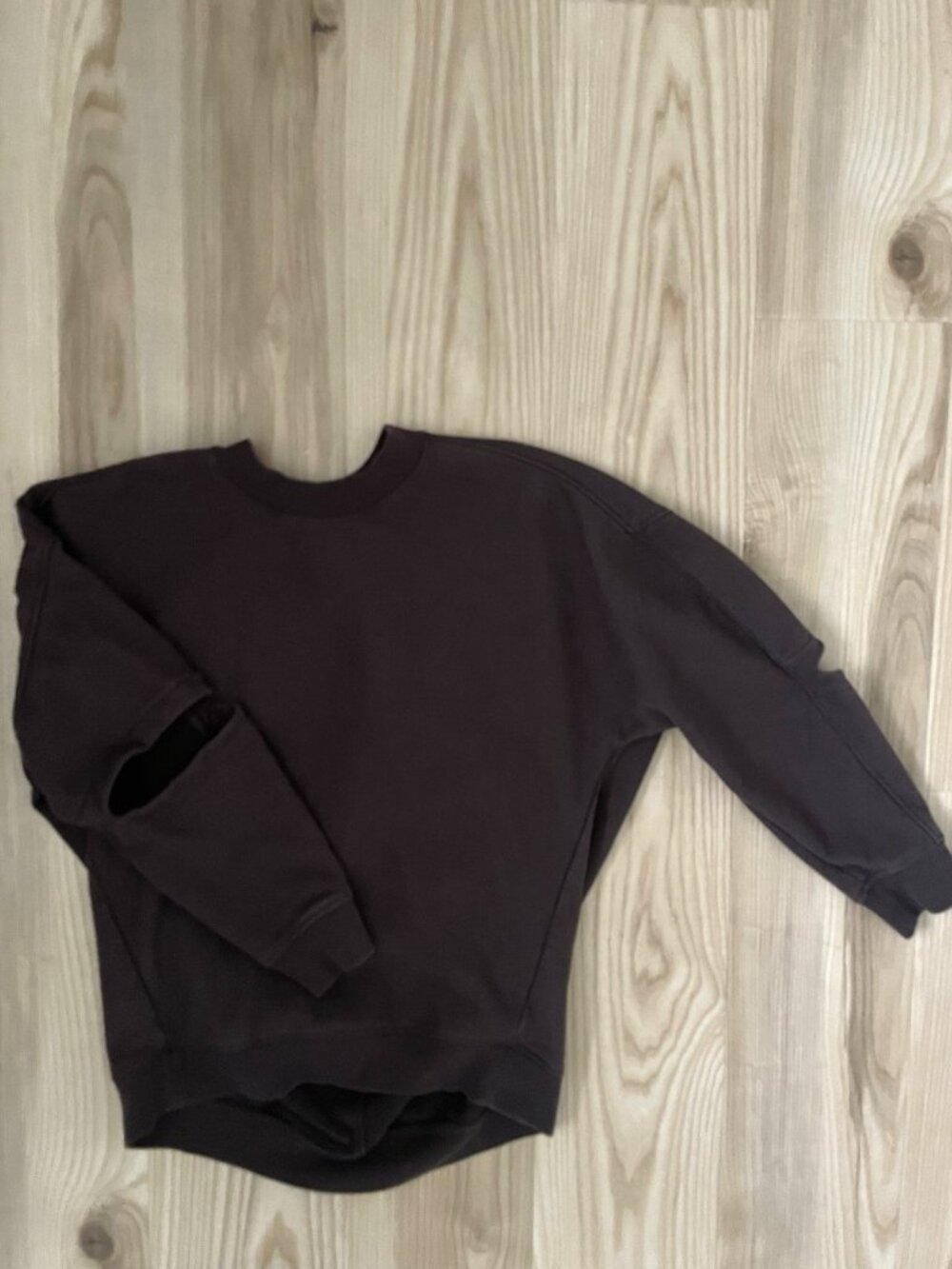 TIBI Cocoon Crewneck Sweatshirt Pullover Slash Elbow Ring Cotton Brown size XS